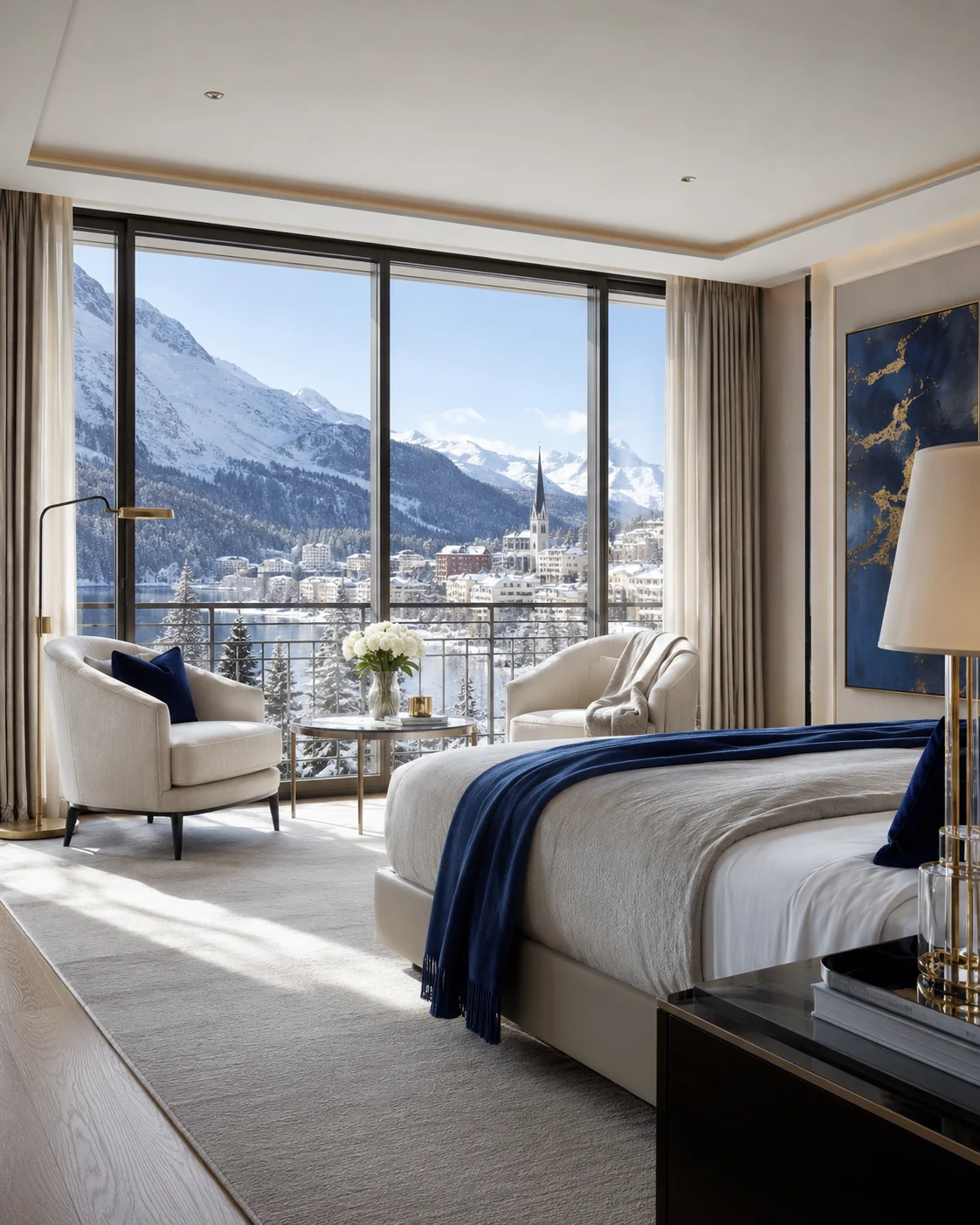 Exklusive Suite mit Blick auf Schweizer Alpen und See